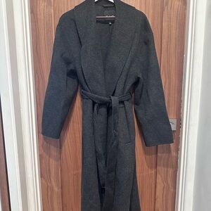 Madewell Dark Gray Belted wool blend Trench Coat